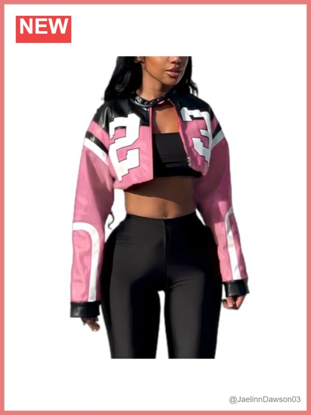 Faux Leather Cropped Bomber Jacket Zip Up Stand Collar Street Style
